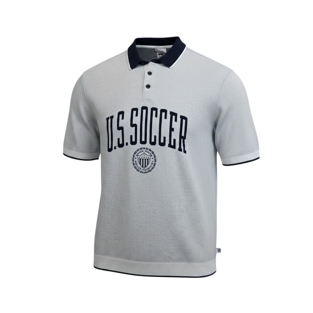 Nike U.S. Soccer Men's Large Heavy Knit Polo Shirt Gray Navy USA Federation‎